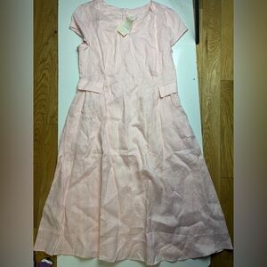 Lintico Alexa 100% Linen Natural Summer V-Neck Dress